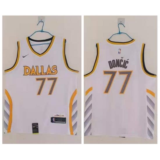 Men Dallas Mavericks 77 Luka Doncic White 2020 21 City Edition Nike Swingman Jersey
