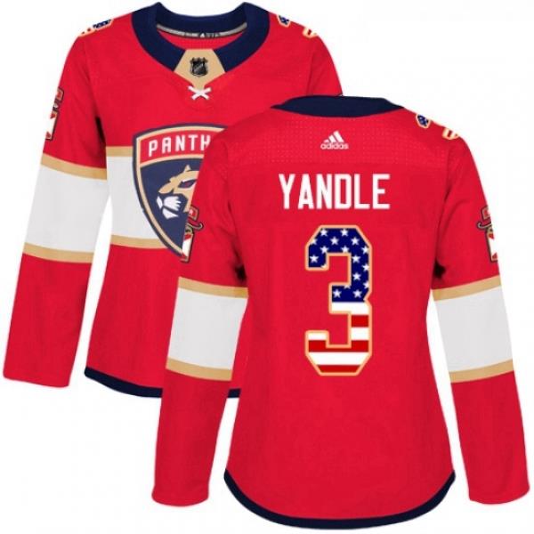 Womens Adidas Florida Panthers 3 Keith Yandle Authentic Red USA Flag Fashion NHL Jersey