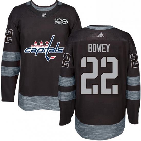 Mens Adidas Washington Capitals 22 Madison Bowey Premier Black 1917 2017 100th Anniversary NHL Jersey