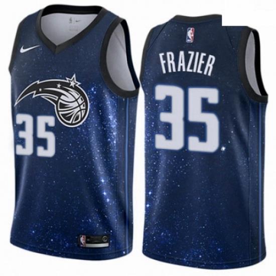 Mens Nike Orlando Magic 35 Melvin Frazier Authentic Blue NBA Jersey City Edition