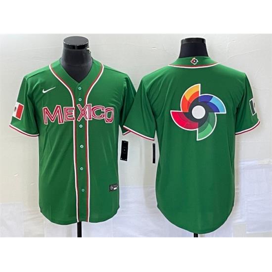 Men Mexico Baseball 2023 Green World Baseball Classic Team Big Logo Stitched Jersey 1