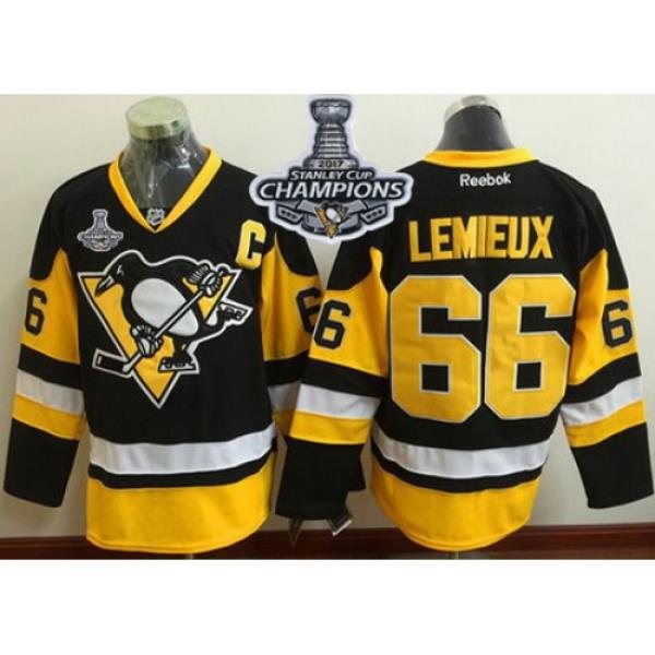 Penguins #66 Mario Lemieux Black Alternate 2017 Stanley Cup Finals Champions Stitched NHL Jersey
