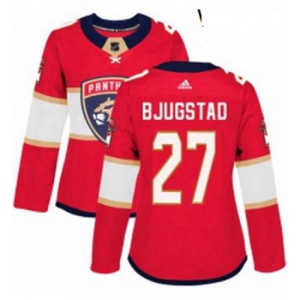 Womens Adidas Florida Panthers 27 Nick Bjugstad Authentic Red Home NHL Jersey
