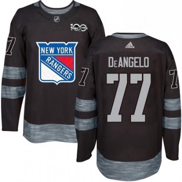 Mens Adidas New York Rangers 77 Anthony DeAngelo Authentic Black 1917 2017 100th Anniversary NHL Jersey