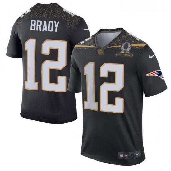 Mens Nike New England Patriots 12 Tom Brady Elite Black Team Irvin 2016 Pro Bowl NFL Jersey