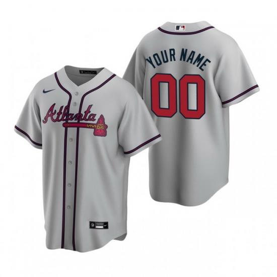 Men Women Youth Toddler All Size Atlanta Braves Custom Nike Gray 2020 Stitched MLB Cool Base Road Jersey