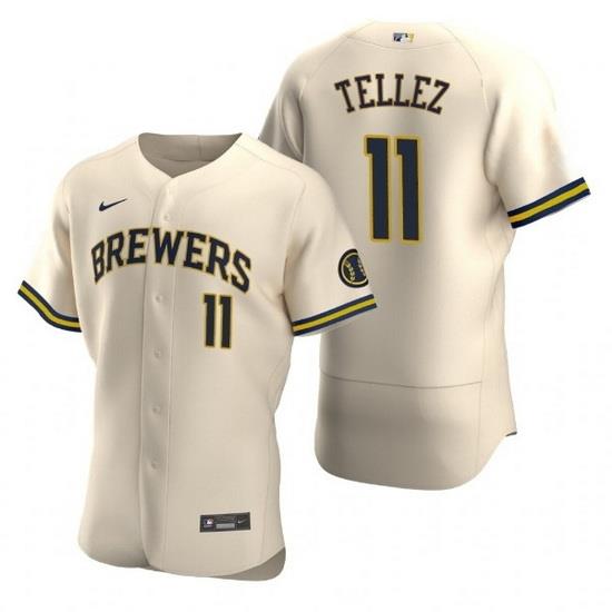 Men MilWaukee BreWers 11 RoWdy Tellez Cream Flex Base Stitched MLB Jerse