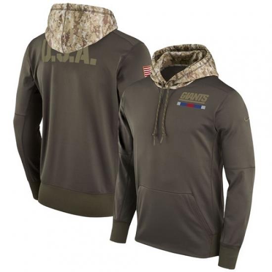 NFL Youth New York Giants Nike Olive Salute to Service Sideline Therma Pullover Hoodie