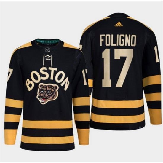 Men Boston Bruins 17 Nick Foligno Black Classic Primegreen Stitched Jersey