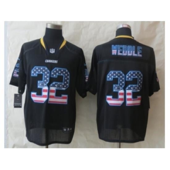 Nike San Diego Chargers 32 Eric Weddle Black Elite USA Flag Fashion NFL Jersey