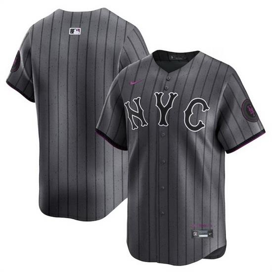 Men NeW York Mets Blank Graphite 2024 City Connect Limited Stitched Baseball Jersey
