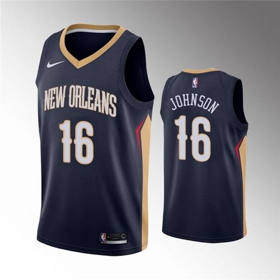 Men New Orleans Pelicans 16 James Johnson Navy Icon Edition Stitched Jersey