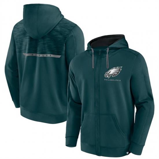 Men Philadelphia Eagles Green Defender Evo Full Zip Hoodie