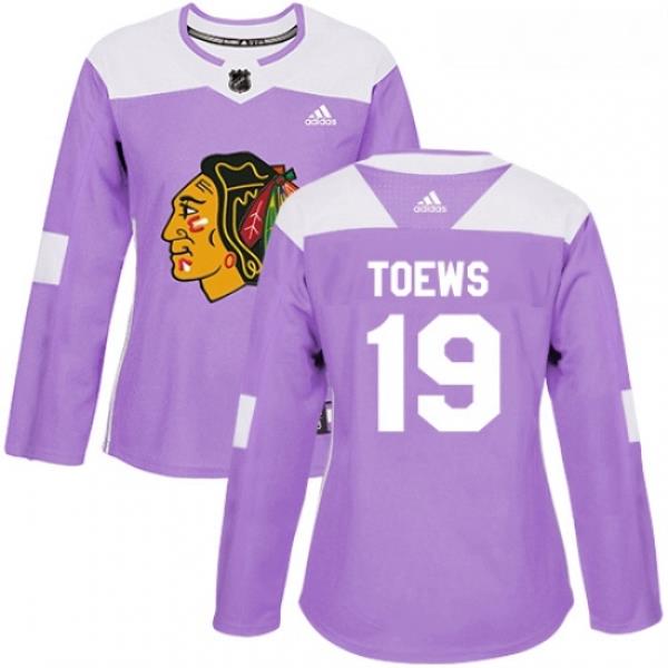 Womens Adidas Chicago Blackhawks 19 Jonathan Toews Authentic Purple Fights Cancer Practice NHL Jersey