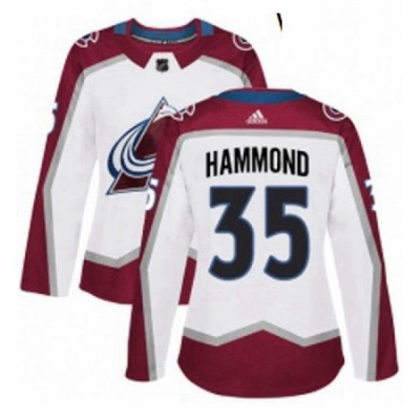 Womens Adidas Colorado Avalanche 35 Andrew Hammond Authentic White Away NHL Jersey