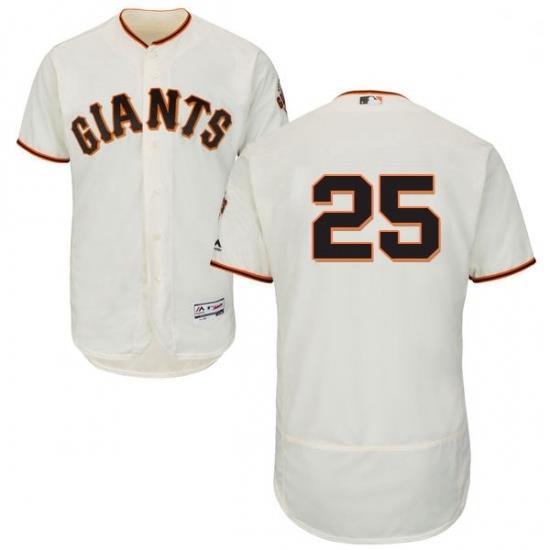 Mens Majestic San Francisco Giants 25 Barry Bonds Cream Home Flex Base Authentic Collection MLB Jersey