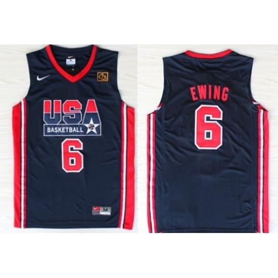 1992 Olympics Team USA 6 Patrick Ewing Navy Blue Swingman Jersey