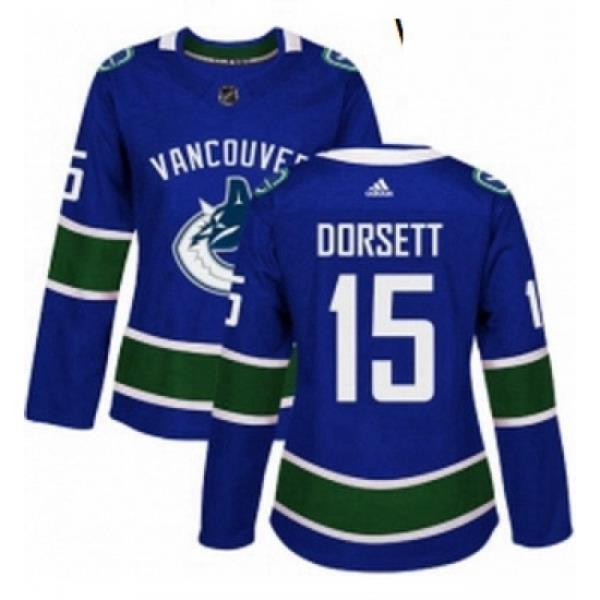 Womens Adidas Vancouver Canucks 15 Derek Dorsett Authentic Blue Home NHL Jersey