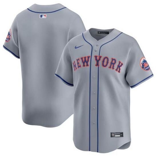 Men New York Mets Blank Grey 2024 Away Limited Stitched Baseball Jersey
