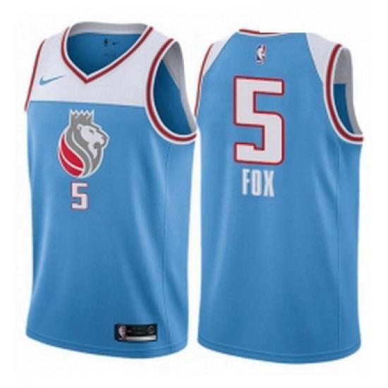 Youth Nike Sacramento Kings 5 DeAaron Fox Swingman Blue NBA Jersey City Edition