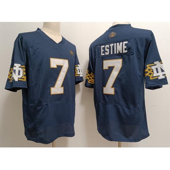 Notre Dame Fighting Irish Audric Estime #7 Navy Blue 2023 Stitched Jersey