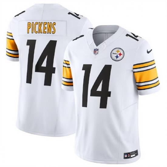 Men Pittsburgh Steelers 14 George Pickens White 2023 F U S E  Vapor Untouchable Limited Stitched Jersey