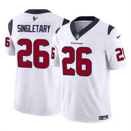 Men Houston Texans 26 Devin Singletary White 2023 F U S E Vapor Untouchable Stitched Football Jersey