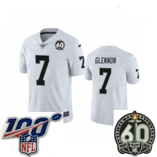 Youth Oakland Raiders #7 Mike Glennon White 60th Anniversary Vapor Untouchable Limited Player 100th Season Football Jersey