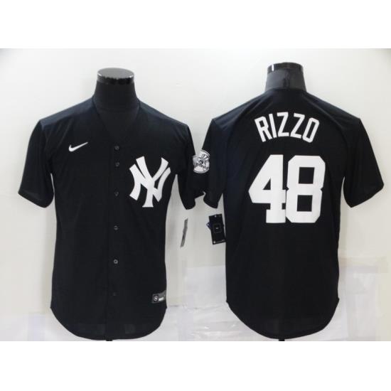 Men NeW York Yankees 48 Anthony Rizzo Black ThroWback Jersey