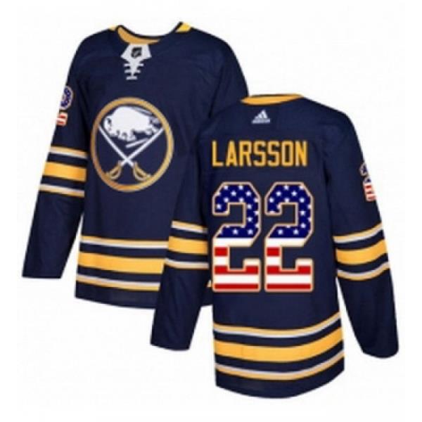 Youth Adidas Buffalo Sabres 22 Johan Larsson Authentic Navy Blue USA Flag Fashion NHL Jersey