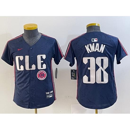 Youth Cleveland Guardians 38 Steven Kwan Navy 2024 City Connect Limited Stitched Baseball Jersey 4