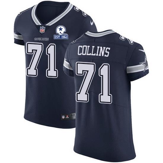 Nike Cowboys 71 La 27el Collins Navy Blue Team Color Men Stitched With Established In 1960 Patch NFL Vapor Untouchable Elite Jersey