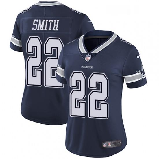 Womens Nike Dallas CoWboys 22 Emmitt Smith Navy Blue Team Color Vapor Untouchable Limited Player NFL Jersey