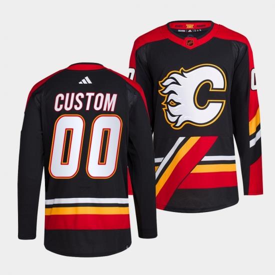 Men Women Youth Calgary Flames Custom Black 2022 23 Reverse Retro Stitched Jersey