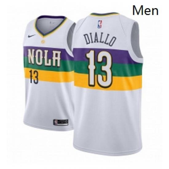 Men NBA 2018 19 New Orleans Pelicans 13 Cheick Diallo City Edition White Jersey