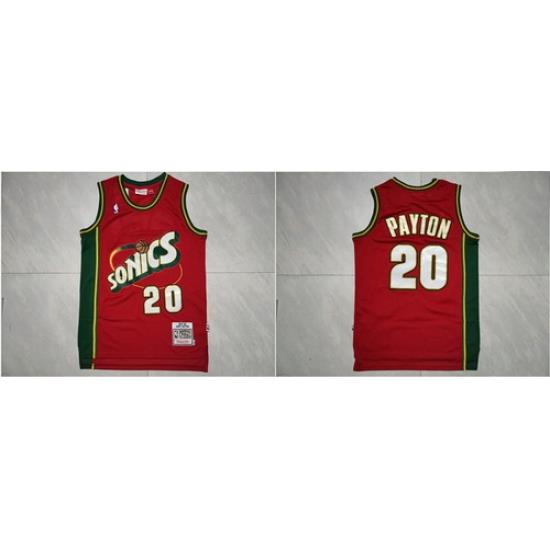 SuperSonics 20 Gary Payton Red 1997 98 Hardwood Classics Jersey