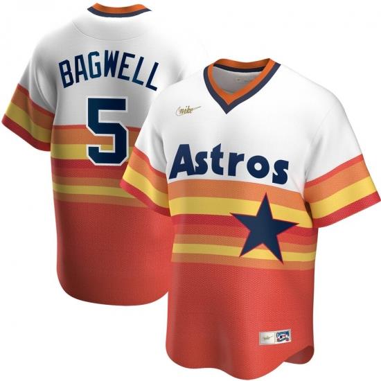 Men Houston Astros 5 Jeff BagWell Nike Home CooperstoWn Collection Player MLB Jersey White