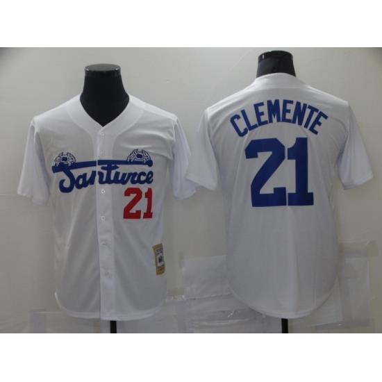 Men Santwice 21 Film Roberto Clemente White Base Ball Jersey