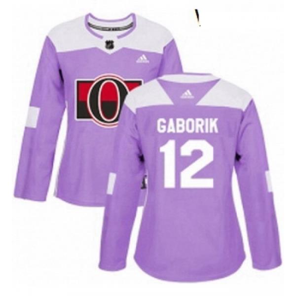 Womens Adidas Ottawa Senators 12 Marian Gaborik Authentic Purple Fights Cancer Practice NHL Jersey