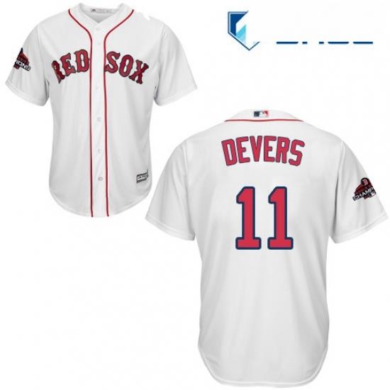 Youth Majestic Boston Red Sox 11 Rafael Devers Authentic White Home Cool Base 2018 World Series Champions MLB Jersey