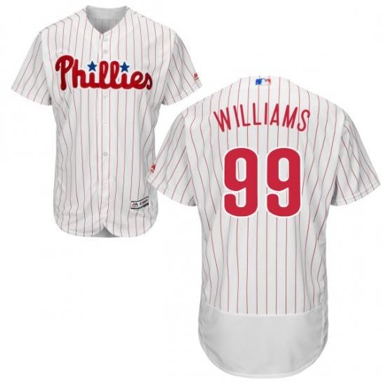 Mens Majestic Philadelphia Phillies 99 Mitch Williams White Home Flex Base Authentic Collection MLB Jersey