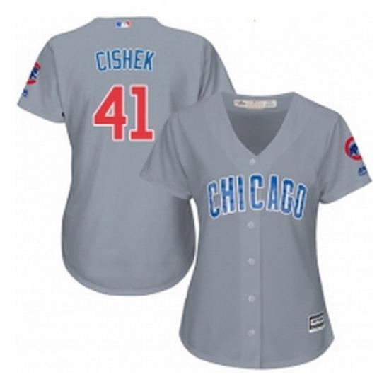 Womens Majestic Chicago Cubs 41 Steve Cishek Authentic Grey Road MLB Jersey