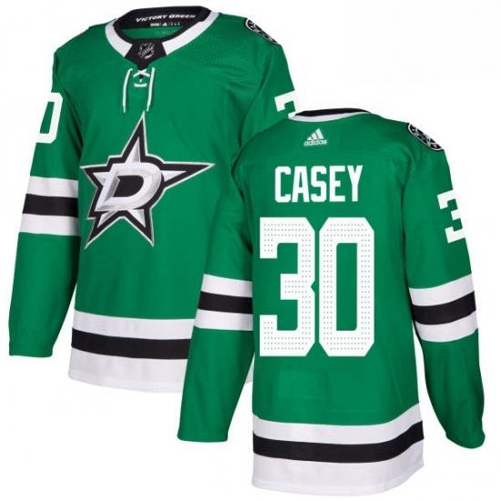 Mens Adidas Dallas Stars 30 Jon Casey Authentic Green Home NHL Jersey