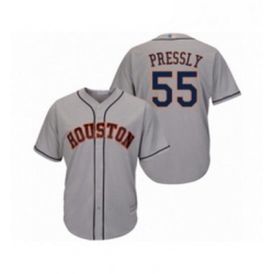 Youth Houston Astros 55 Ryan Pressly Authentic Grey Road Cool Base Baseball Jersey