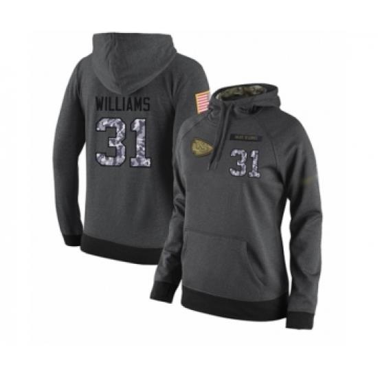 Football Womens Kansas City Chiefs 31 Darrel Williams Stitched Black Anthracite Salute to Service Player Performance Hoodie
