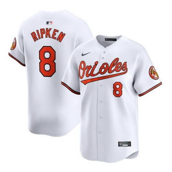 Men Baltimore Orioles 8 Cal Ripken Jr  White 2024 Home Limited Cool Base Stitched Baseball Jersey