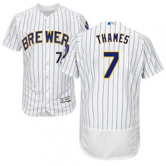 Mens Majestic MilWaukee BreWers 7 Eric Thames WhiteRoyal Flexbase Authentic Collection MLB Jersey