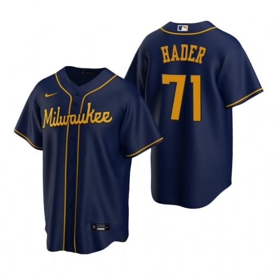 Mens Nike MilWaukee BreWers 71 Josh Hader Navy Alternate Stitched Baseball Jersey