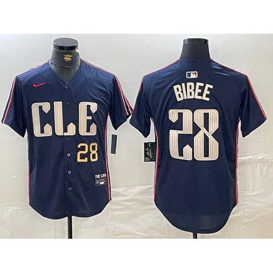 Men Cleveland Guardians 28 Tanner Bibee Navy 2024 City Connect Limited Stitched jerseys