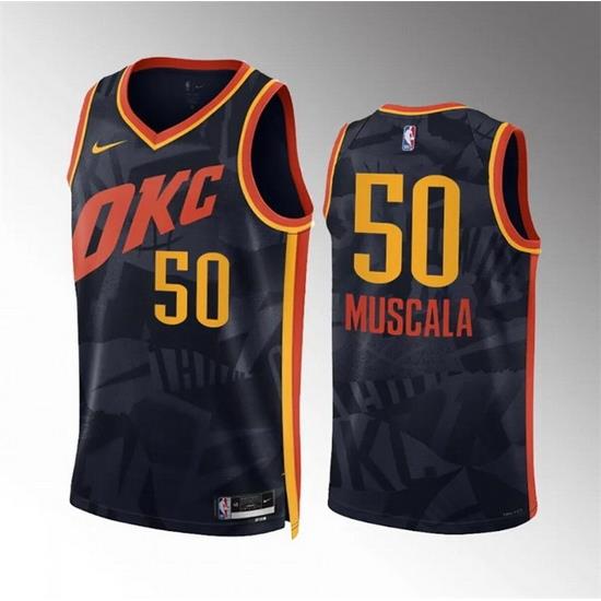 Men Oklahoma City Thunder 50 Mike Muscala Black 2023 24 City Edition Stitched Basketball Jersey